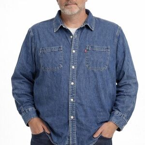 Levi’s Men’s Button Down Thick Jean Shirt-Size XXL